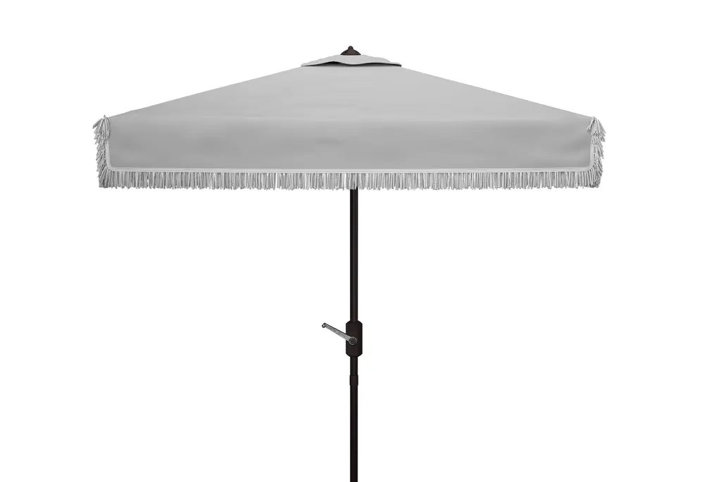 Milan Fringe 7.5Ft Square Crank Umbrella W/ Button Tilt