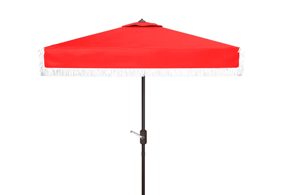 Milan Fringe 7.5Ft Square Crank Umbrella W/ Button Tilt