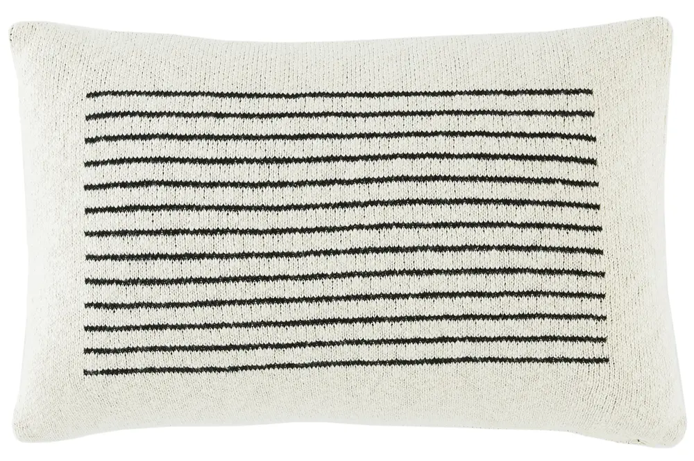 Faye, 12 X 20, Ivory/Black, Cotton Lumbar Pillow