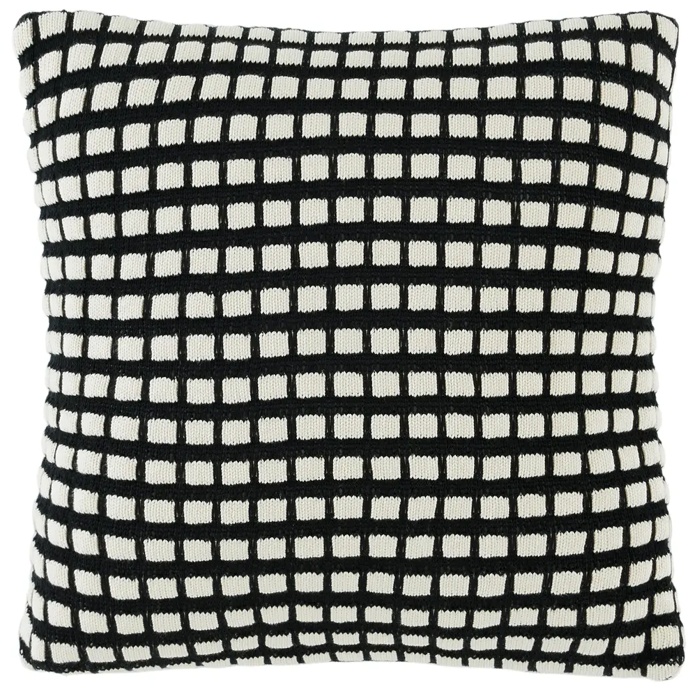 Shay, 18 X 18, Black/Ivory, Cotton Pillow