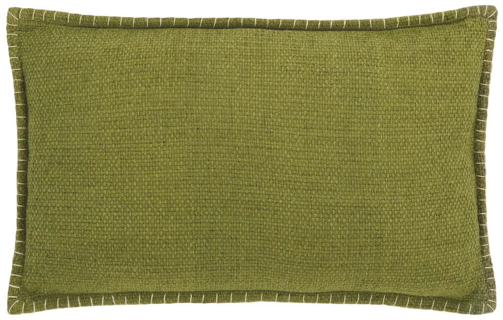 Rhea, 12 X 20, Olive/Natural, Cotton Lumbar Pillow