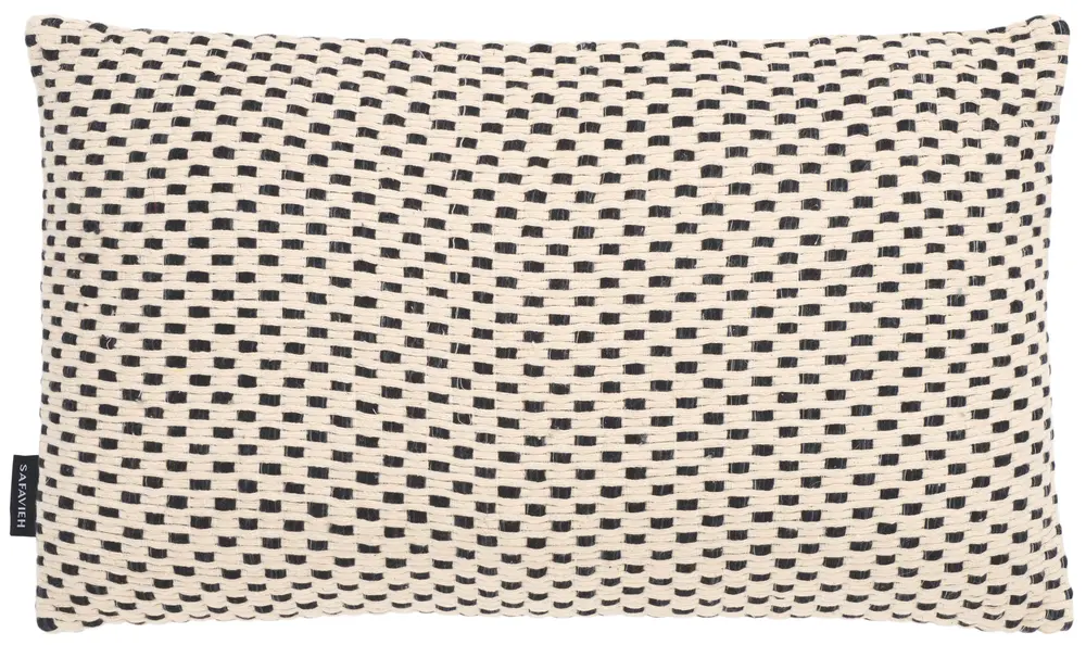 Millie, 12 X 20, Cream/Black, Cotton Lumbar Pillow