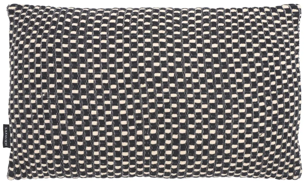 Millie, 12 X 20, Black/Cream, Cotton Lumbar Pillow