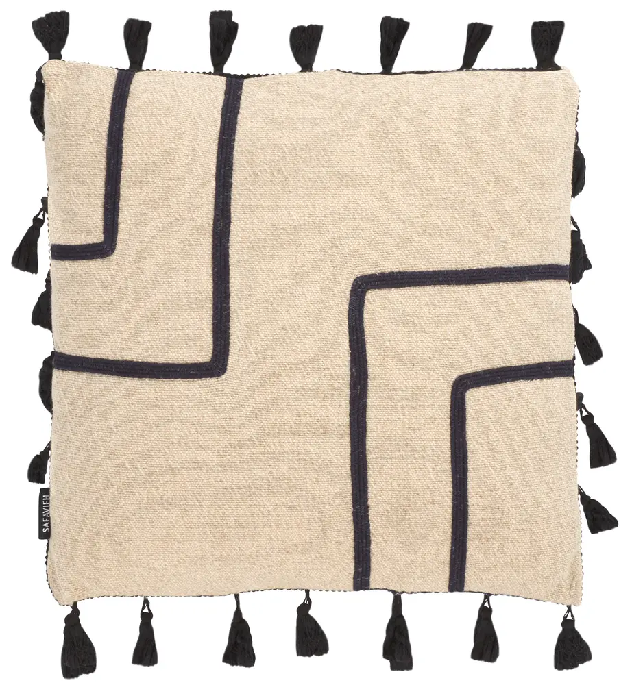Nara, 16 X 16, Beige/Black, Linen Pillow