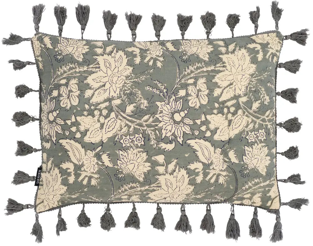 Azzura, 14 X 20, Blue Grey, Cotton Lumbar Pillow