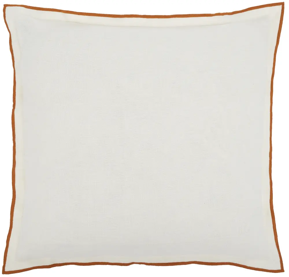 Hallie, 20 X 20, White/Rust, Linen Pillow