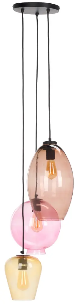 Keoni, 3 Light, Multi/Black, Glass/Iron, Pendant