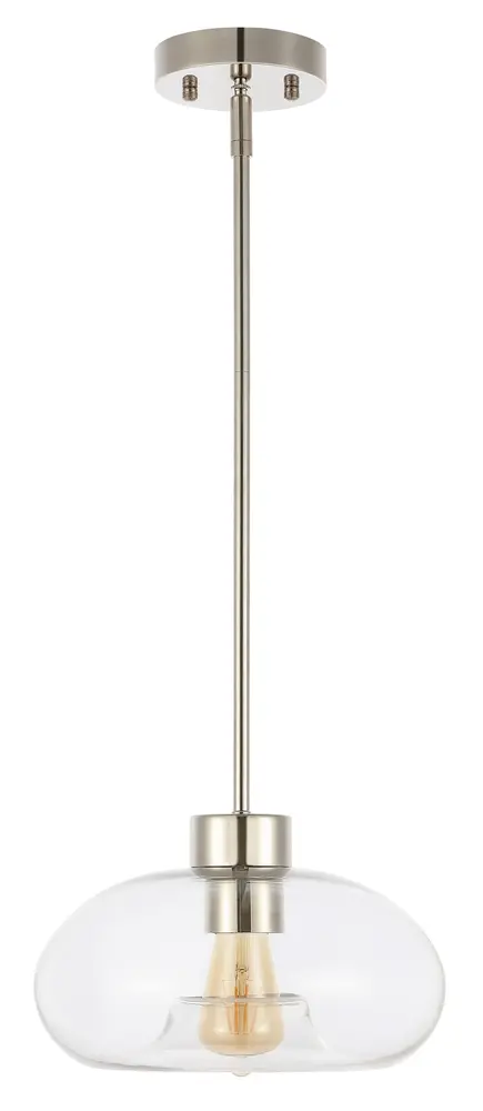 Wessley, 11 Inch, Clear/Nickel, Glass/Iron Pendant