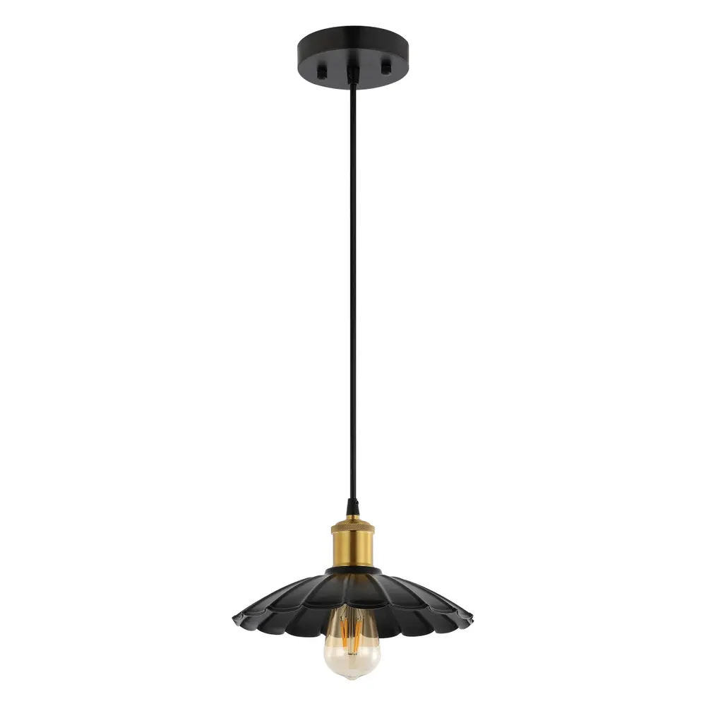 Novaire, 10 Inch, Black/Brass, Iron Pendant