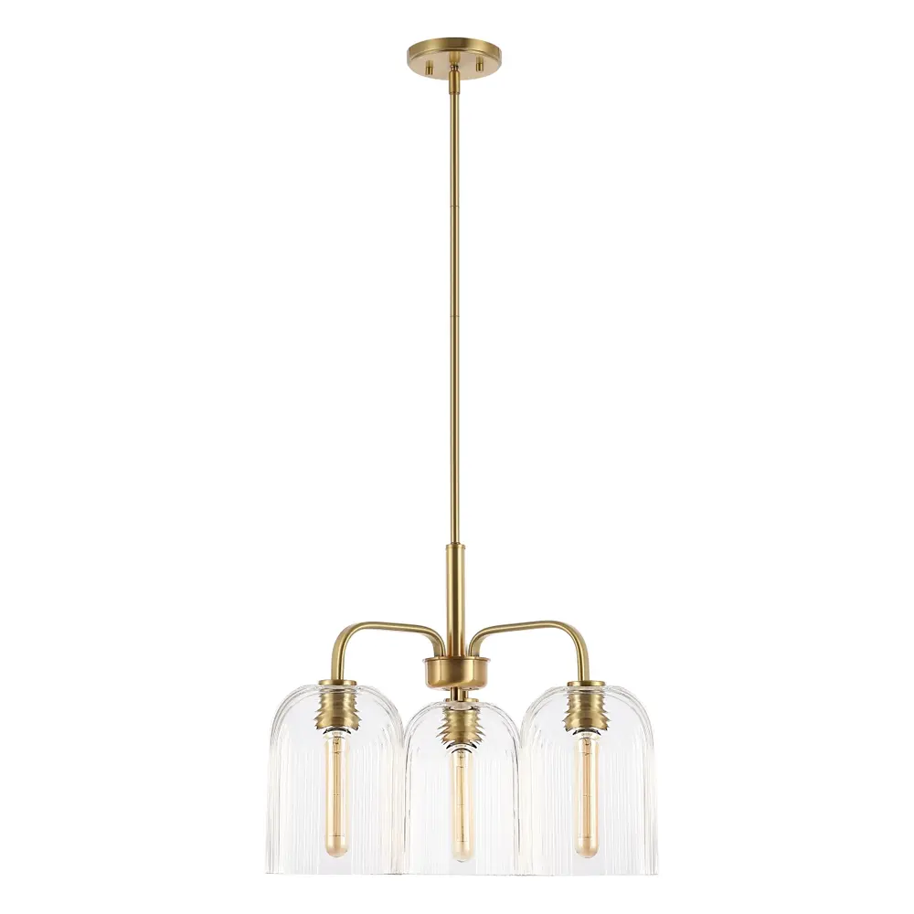 Romeyn, 3 Light, 21 Inch, Brass, Glass/Iron Pendant