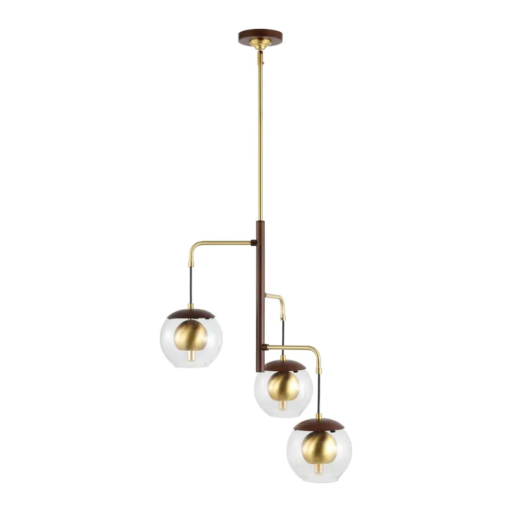 Vylora, 3 Light, 20 Inch, Dark Walnut/Brass, Iron Extendable Pendant?