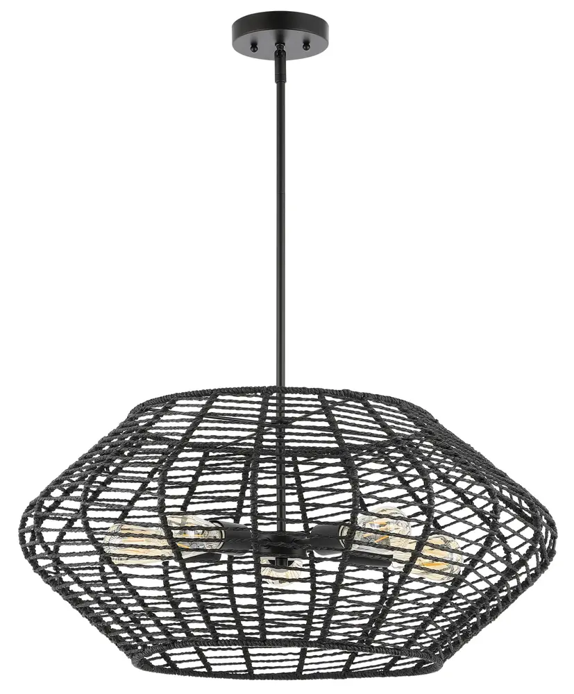 Briza, 5 Light, 27.5 Inch, Black, Paper/Iron Extendable Pendant