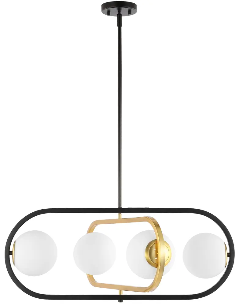 Urbana, 4 Light, 30 Inch, Black/Brass, Iron Extendable Pendant
