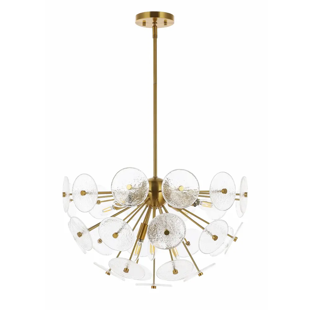 Miri, 6 Light, 23.75 Inch, Brass, Iron/Glass Extendable Pendant