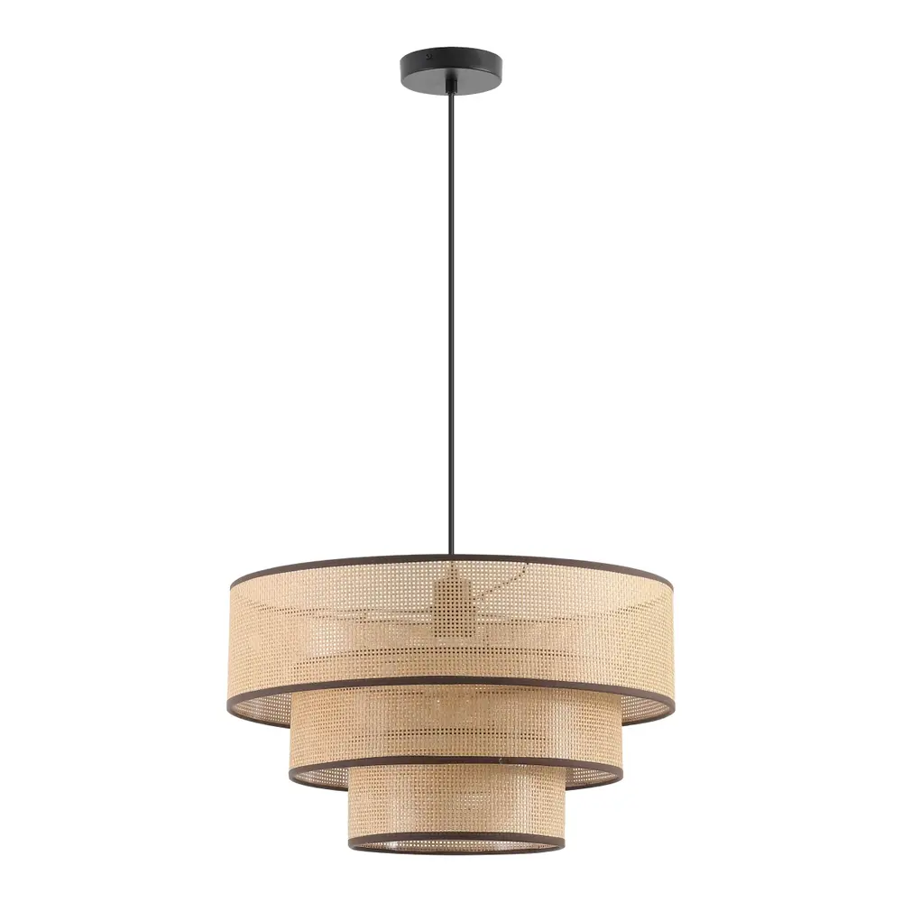 Malya, 19.75 Inch, Brown/Natural, Faux Rattan/Metal Pendant