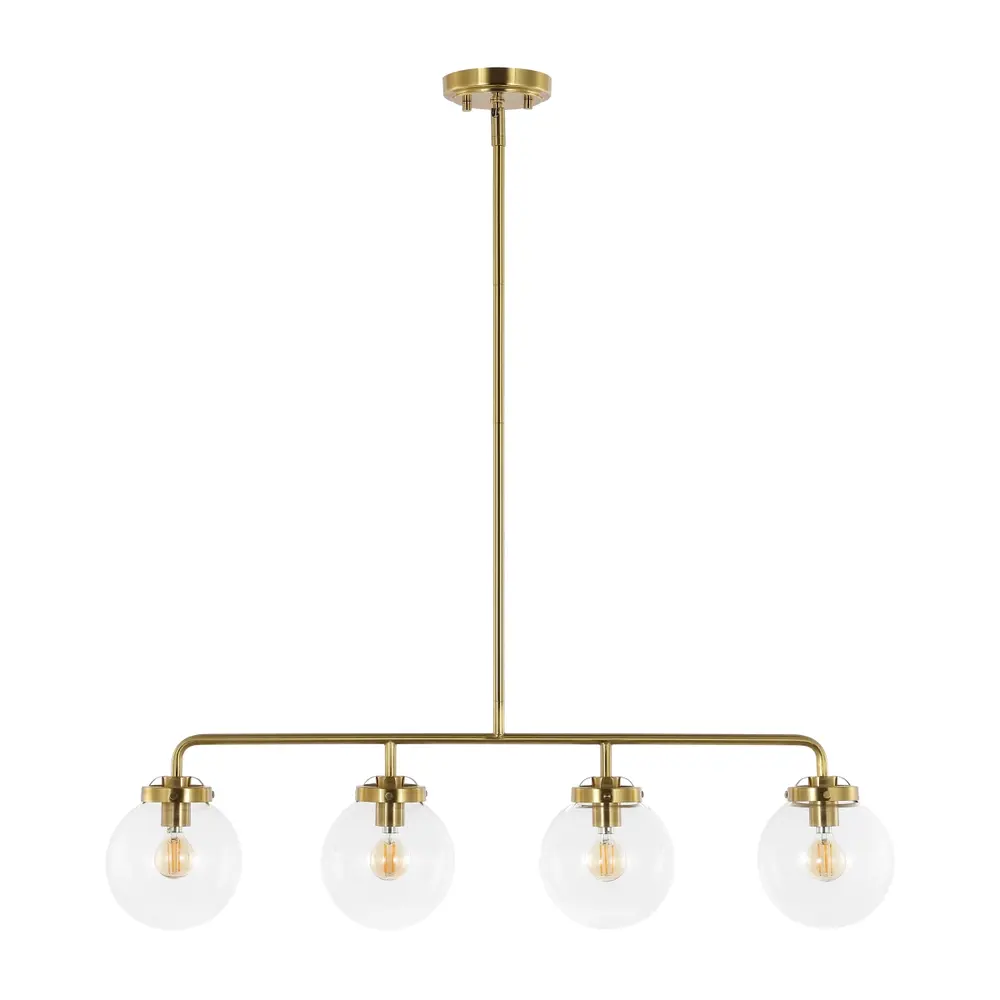 Morella, 4 Light, 33.5 Inch, Brass, Metal/Glass Pendant