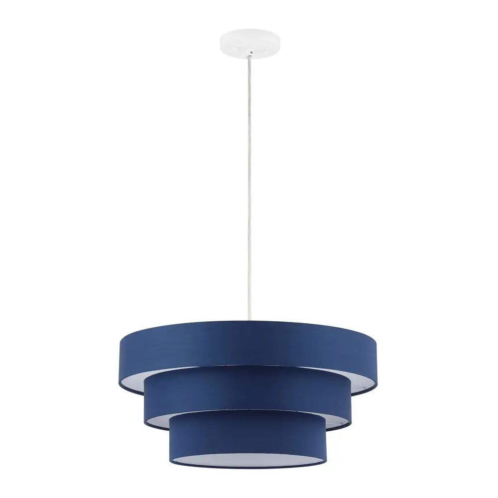 Clelia, 20 Inch, Navy/White, Fabric/Iron Extendable Pendant