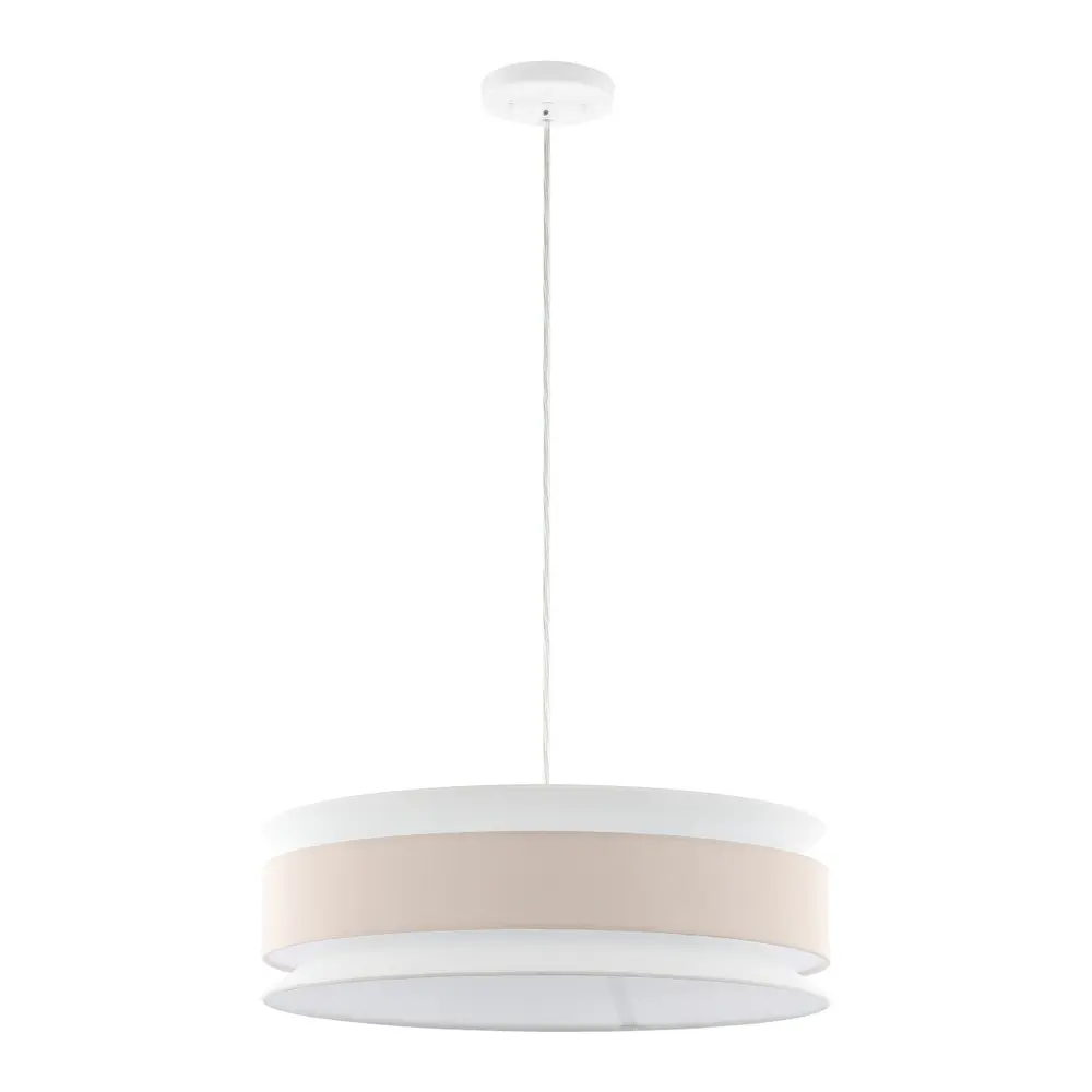  Nolana, 20 Inch, Cream/White, Fabric/Iron Extendable Pendant