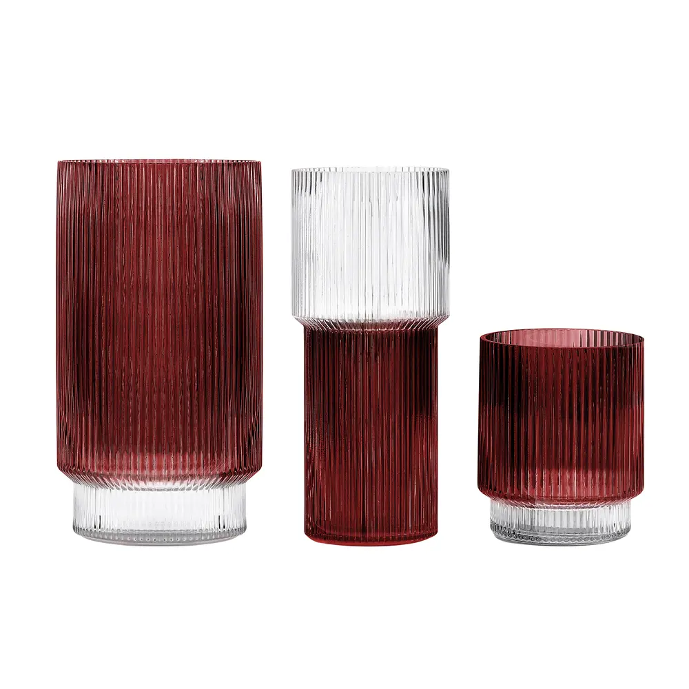 Zinc Fluted Glass Vase Set 3