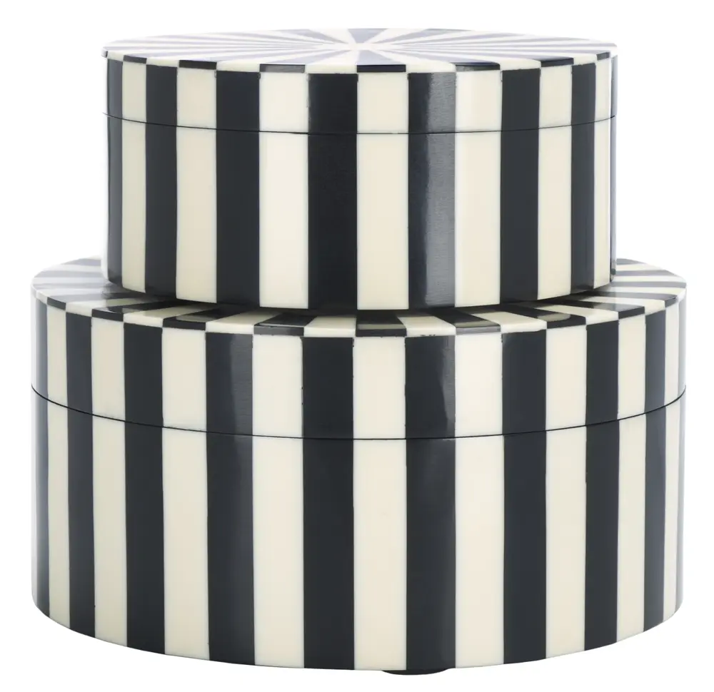 Charli, Black/Ivory, Resin/Mdf, Decorative Box Set 2