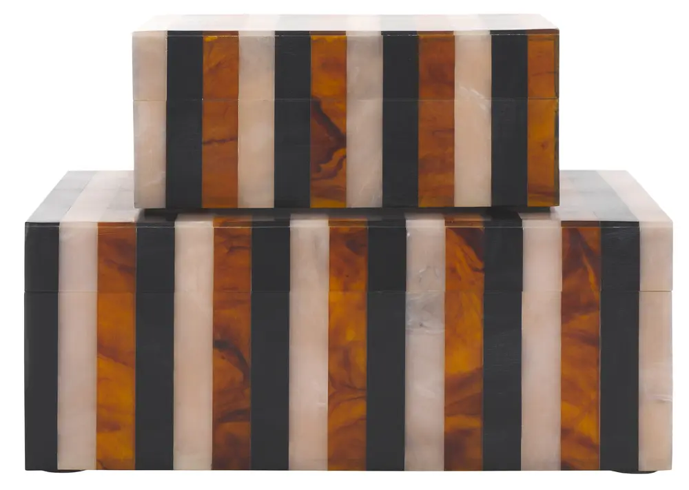 Ina, Black/Brown, Resin/Mdf,  Decorative Box Set 2