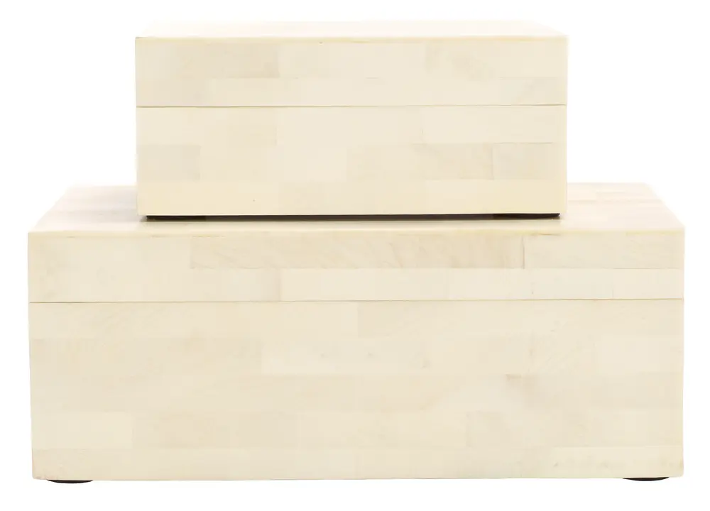 Sabi, Antique Ivory/Faux Bone, Resin/Mdf Decorative Box Set 2