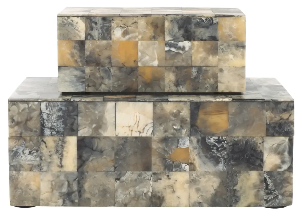 Lori, Antique Green/Horn, Resin/Mdf, Decorative Box Set 2
