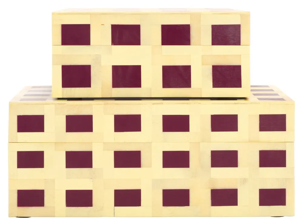 Sati, Natural/Dark Brown, Resin/Mdf, Decorative Box Set 2