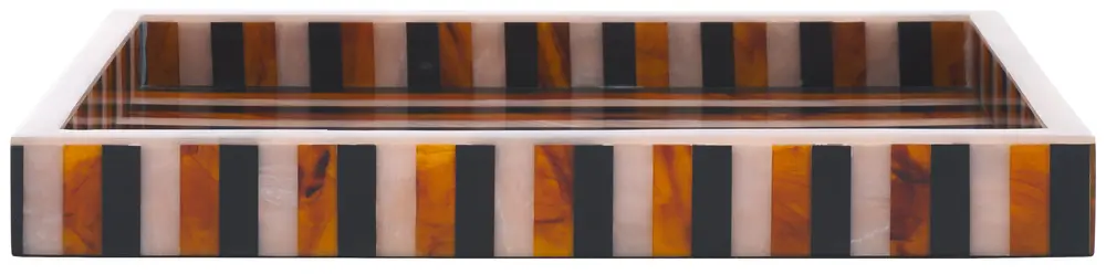 Ina, Black/Brown, Resin/Mdf, Rectangle Tray