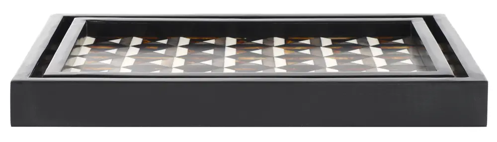 Ani, Ivory/Brown, Resin/Mdf, Tray Set 2