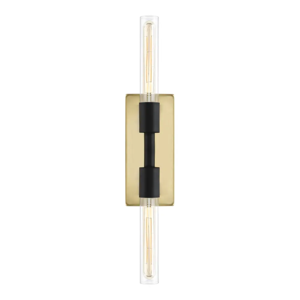 Nyx, 2 Light, 24.5 Inch, Brass/Black, Iron/Glass Wall Sconce