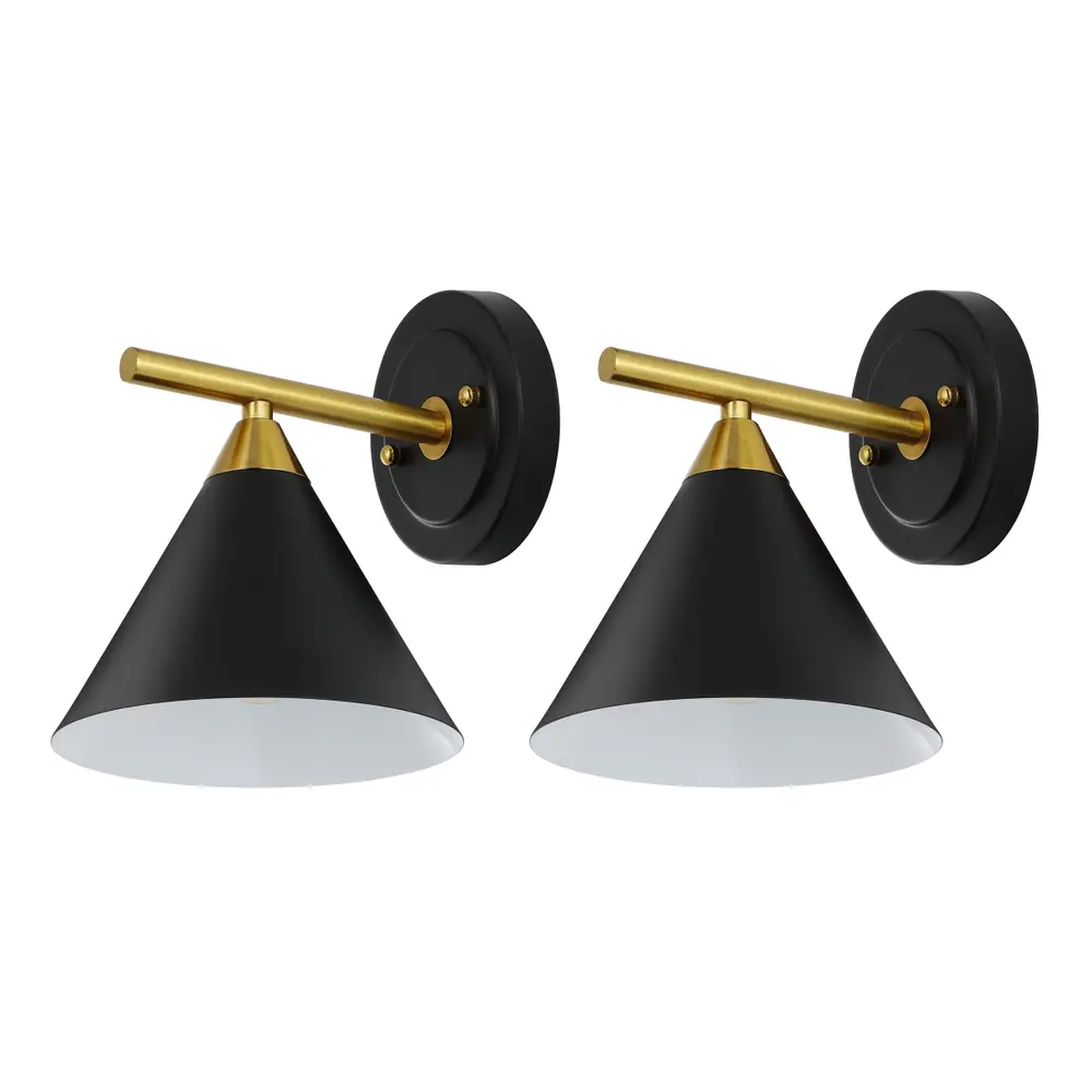 Wyanet, 9.4 Inch, Black/Brass, Iron Wall Sconce Set Of 2