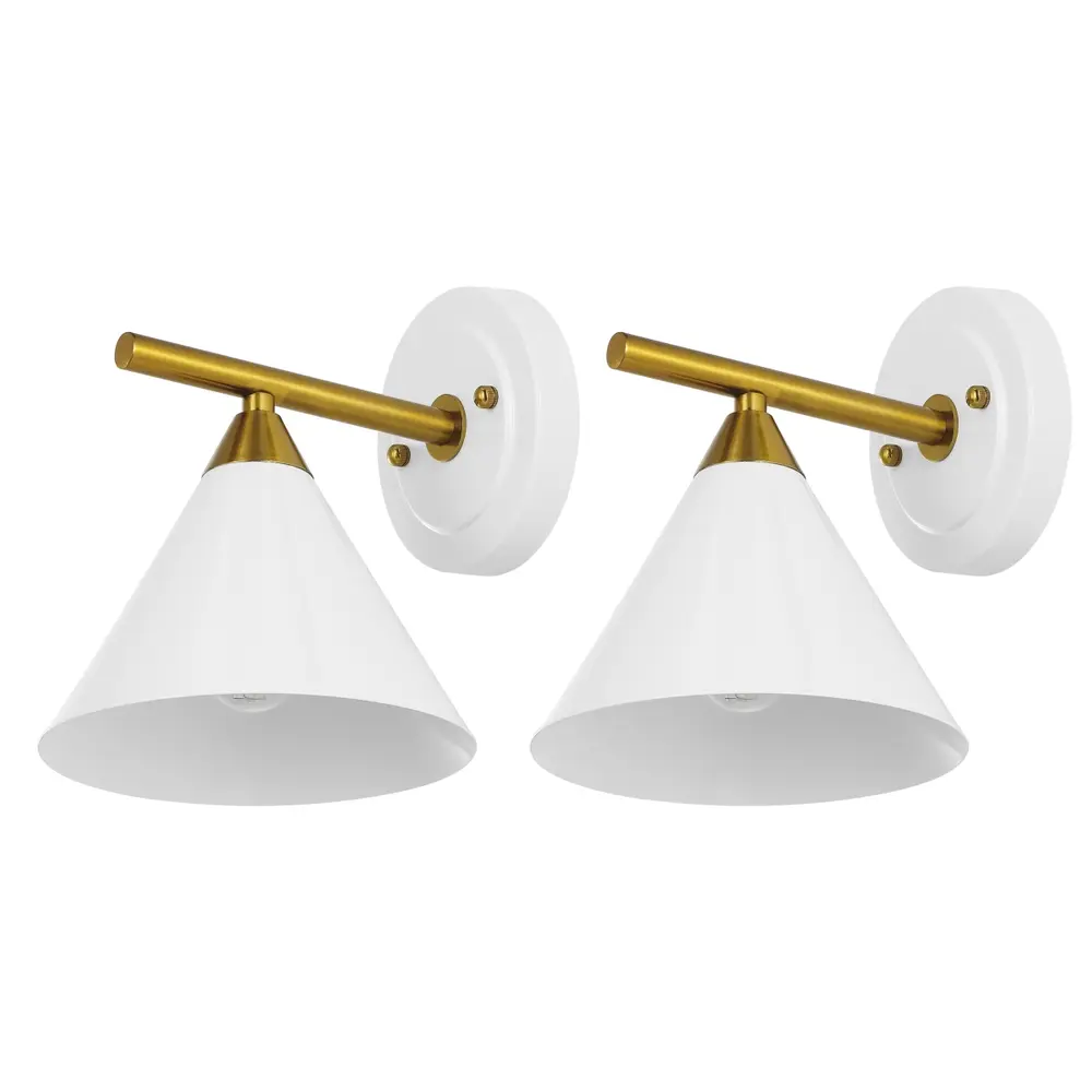 Wyanet, 9.4 Inch, White/Brass, Iron Wall Sconce Set Of 2