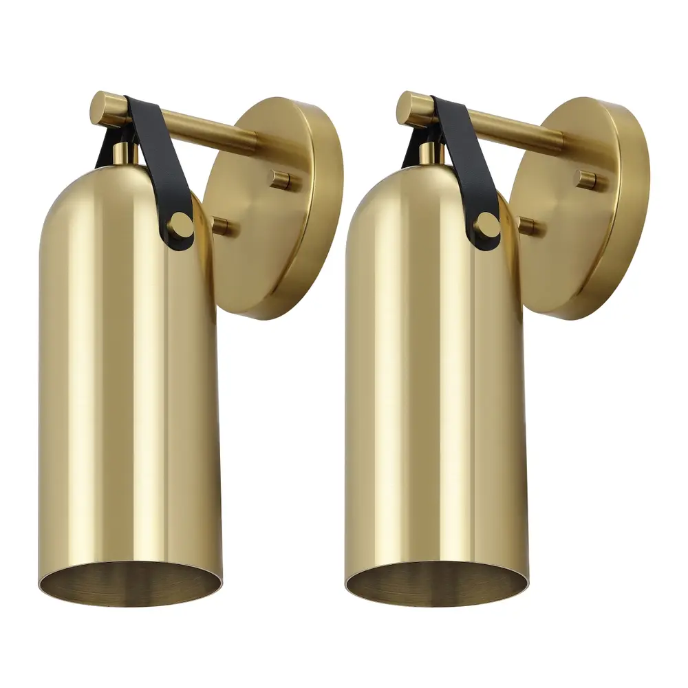 Westly, 5.5 Inch, Gold, Iron/Faux Leather Wall Sconce Set Of 2