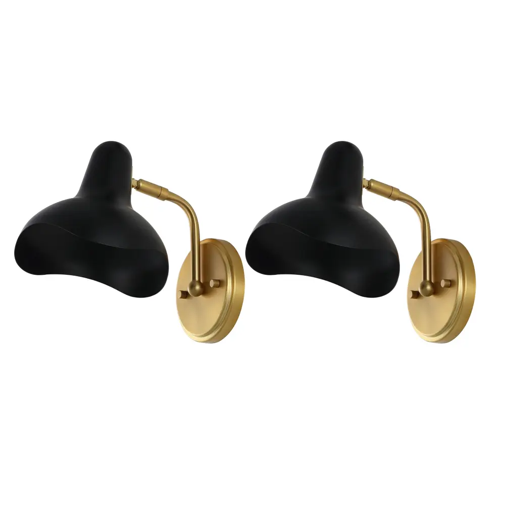 Norrix, 10 Inch, Black/Brass, Iron Wall Sconce Set Of 2