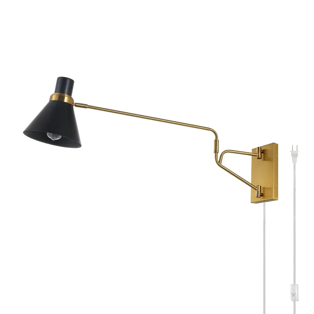 Cleome, 37.5 Inch, Brass/Black, Iron Wall Sconce