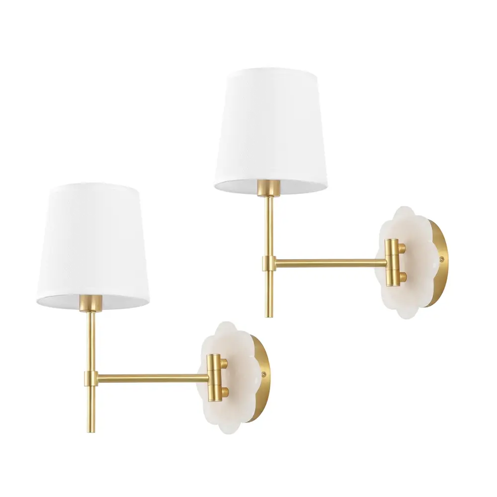 Lyssine, 11.5 Inch, Brass/White, Metal Wall Sconce Set Of 2