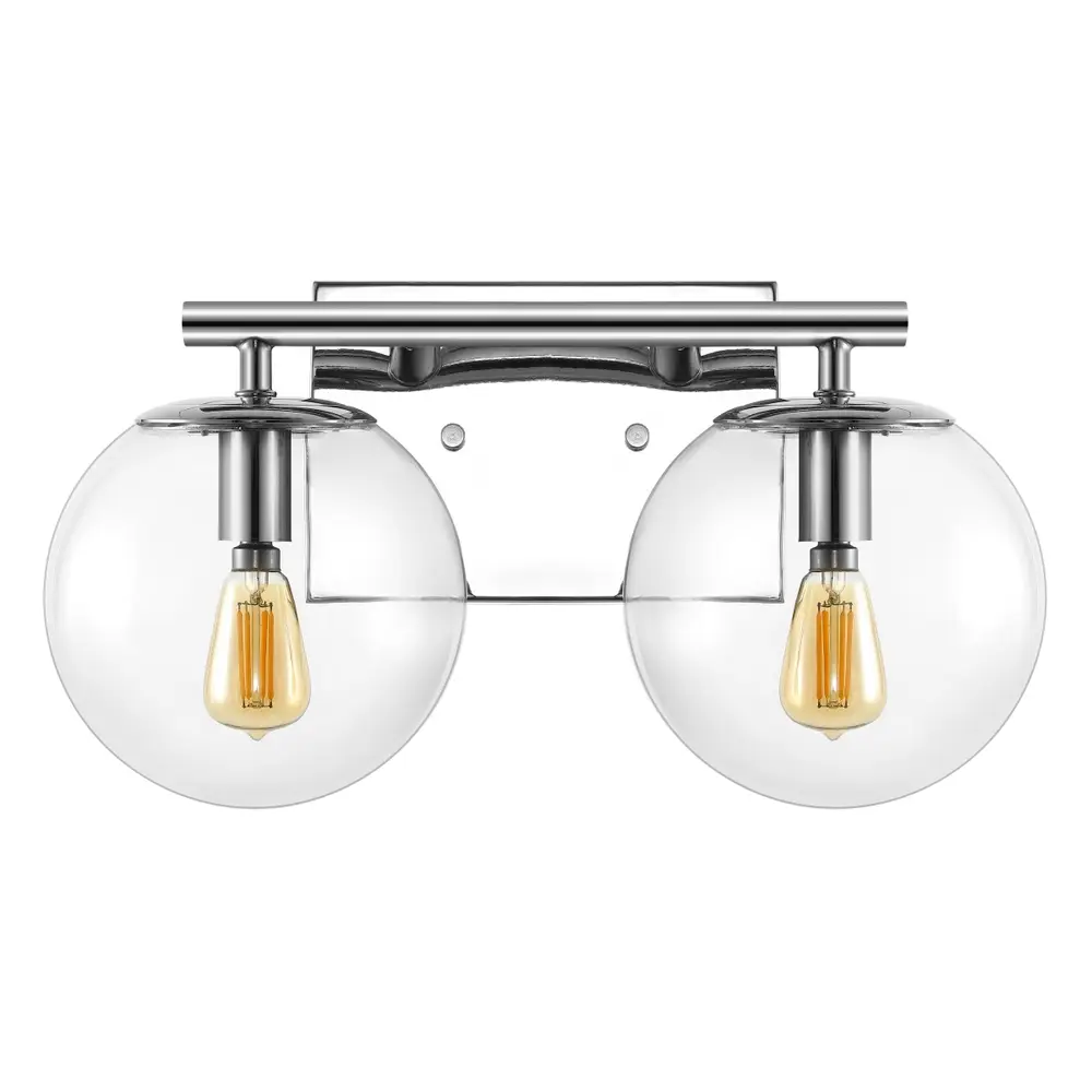 Severa, 2 Light, 14 Inch, Chrome, Iron/Glass Wall Sconce