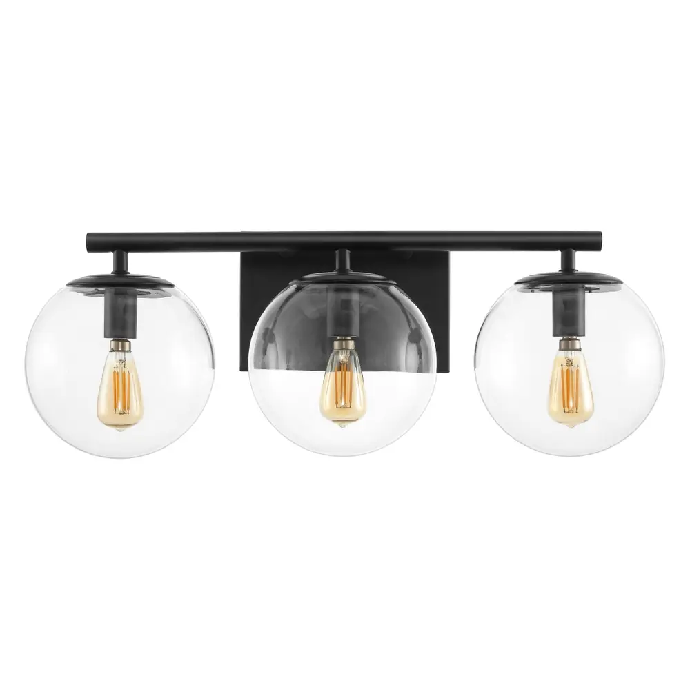Charlene, 3 Light, 19.75 Inch, Black, Iron/Glass Wall Sconce Set Of 2
