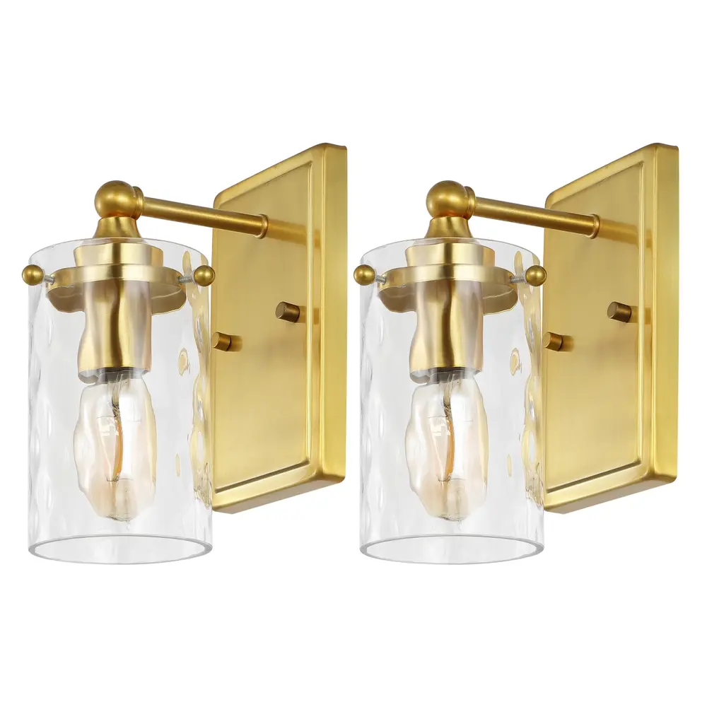 Jobie, 7 Inch, Brass, Iron/Glass Sconce Set Of 2