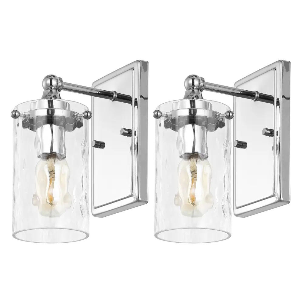 Jobie, 7 Inch, Chrome, Iron/Glass Sconce Set Of 2