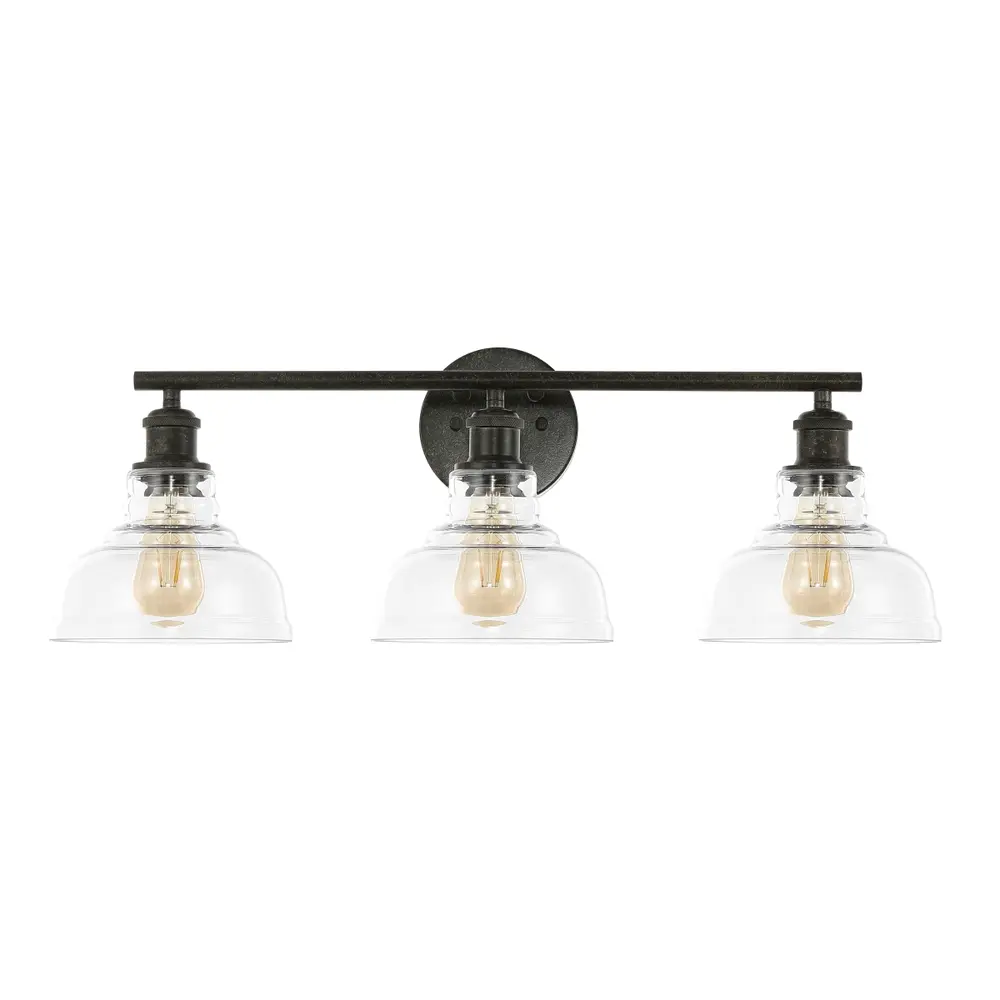 Calyna, 3 Light, 28 Inch, Black, Iron/Glass Wall Sconce