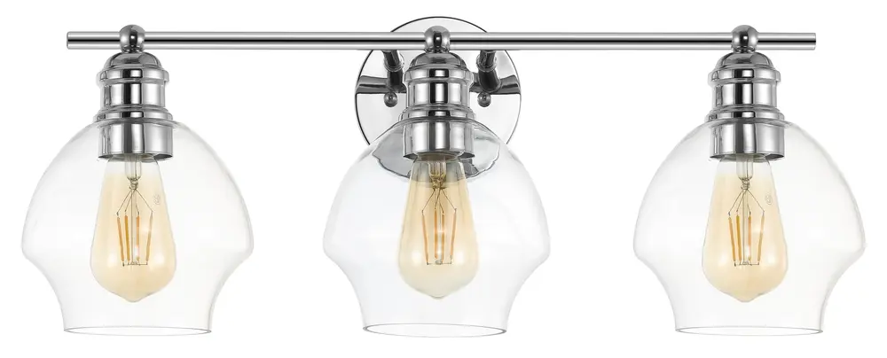 Mylsa, 3 Light, 22.5 Inch, Chrome/Clear, Iron/Glass Wall Sconce