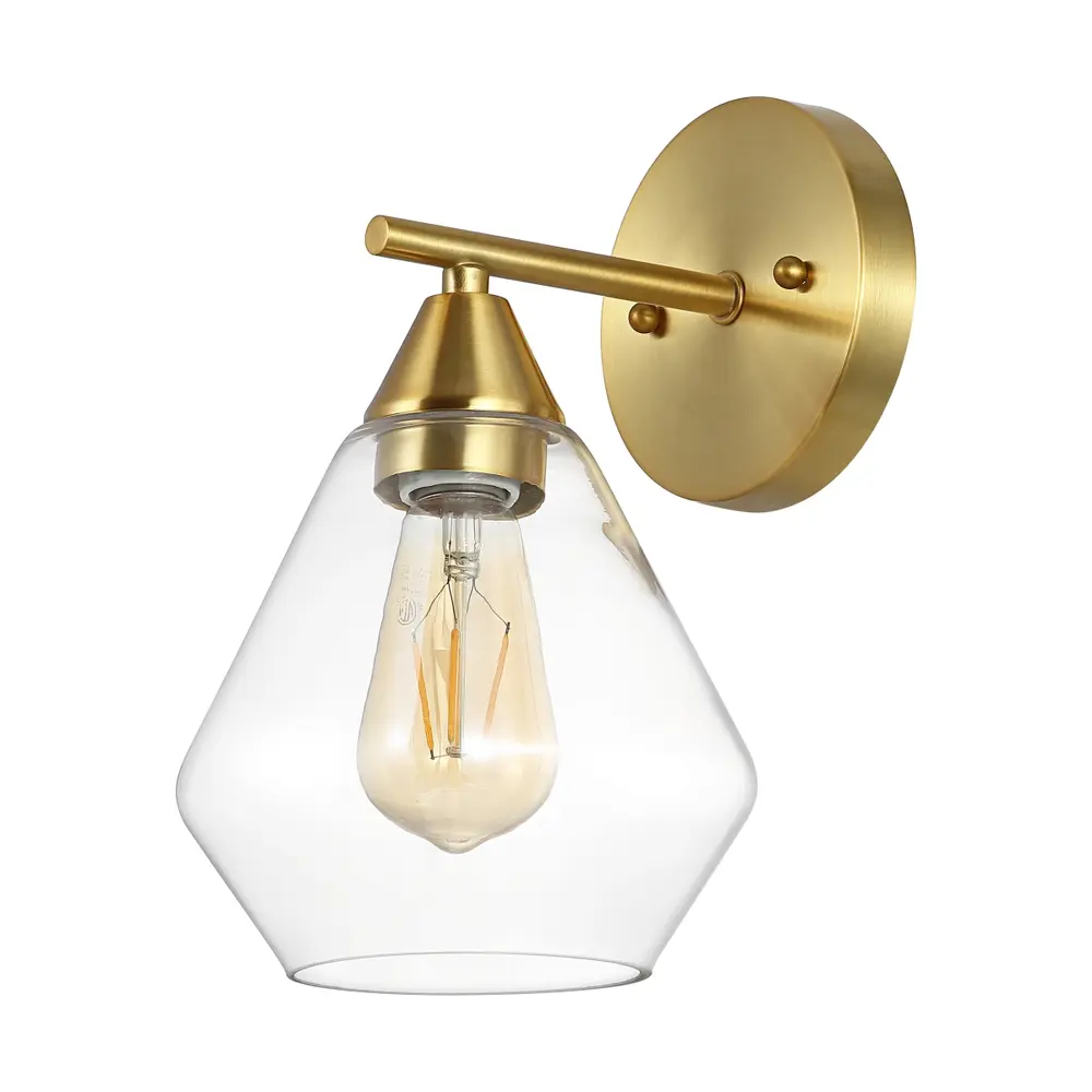 Lyona, 8.5 Inch, Gold/Clear, Iron/Glass Wall Sconce Set Of 2