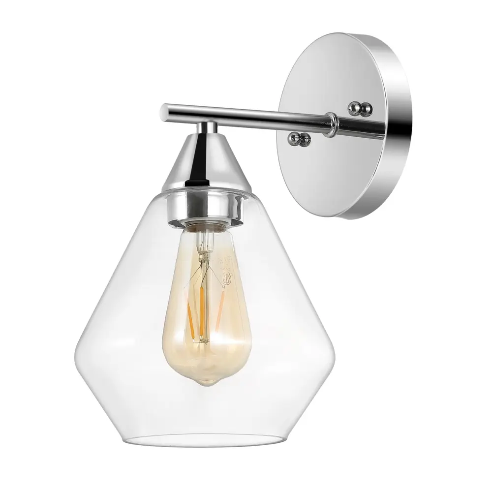 Lyona, 8.5 Inch, Chrome/Clear, Iron/Glass Wall Sconce Set Of 2