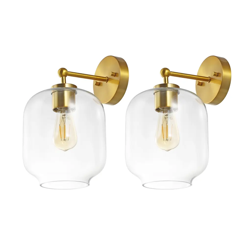 Edie, 9.5 Inch, Brass, Iron/Glass Wall Sconce Set Of 2