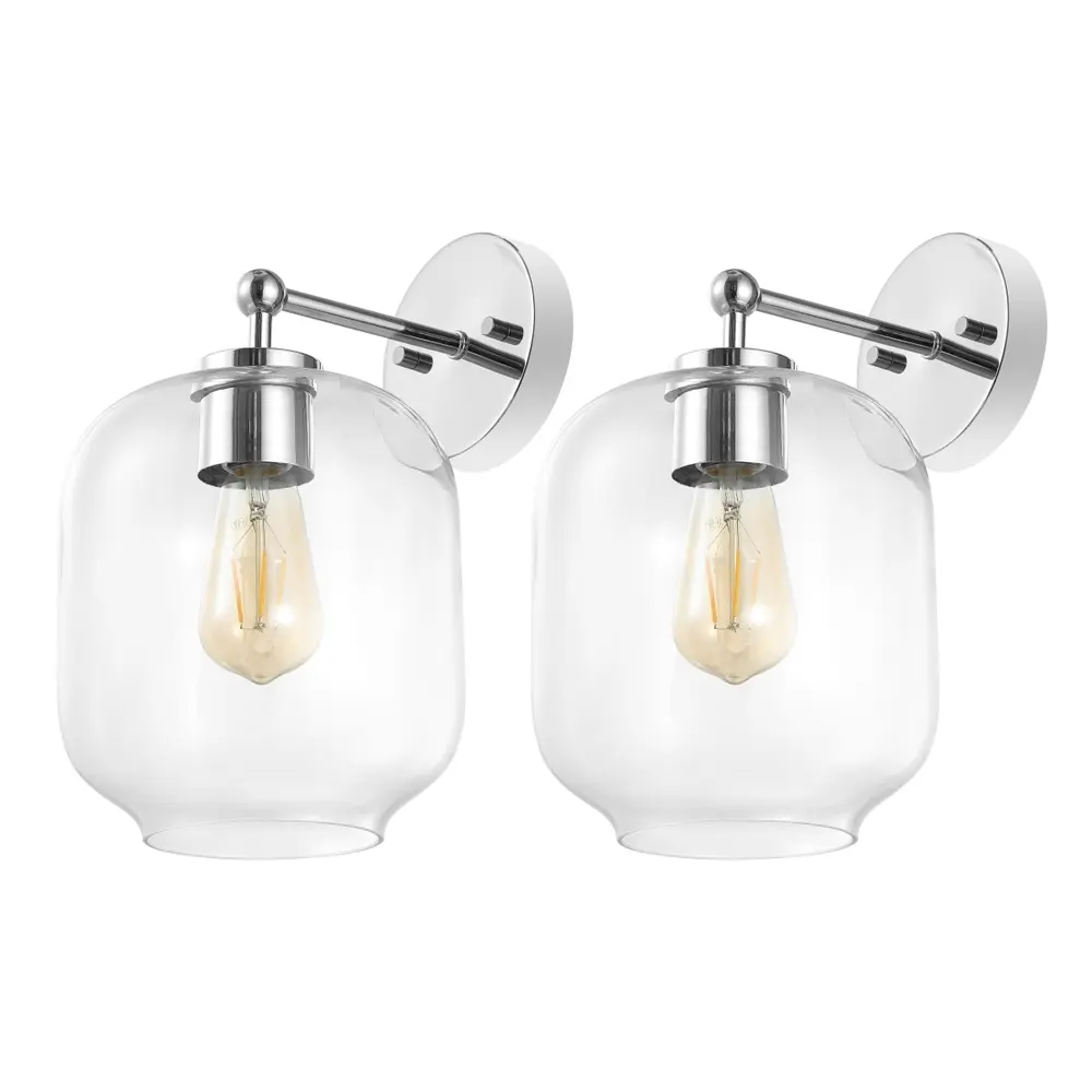Edie, 9.5 Inch, Chrome, Iron/Glass Wall Sconce Set Of 2