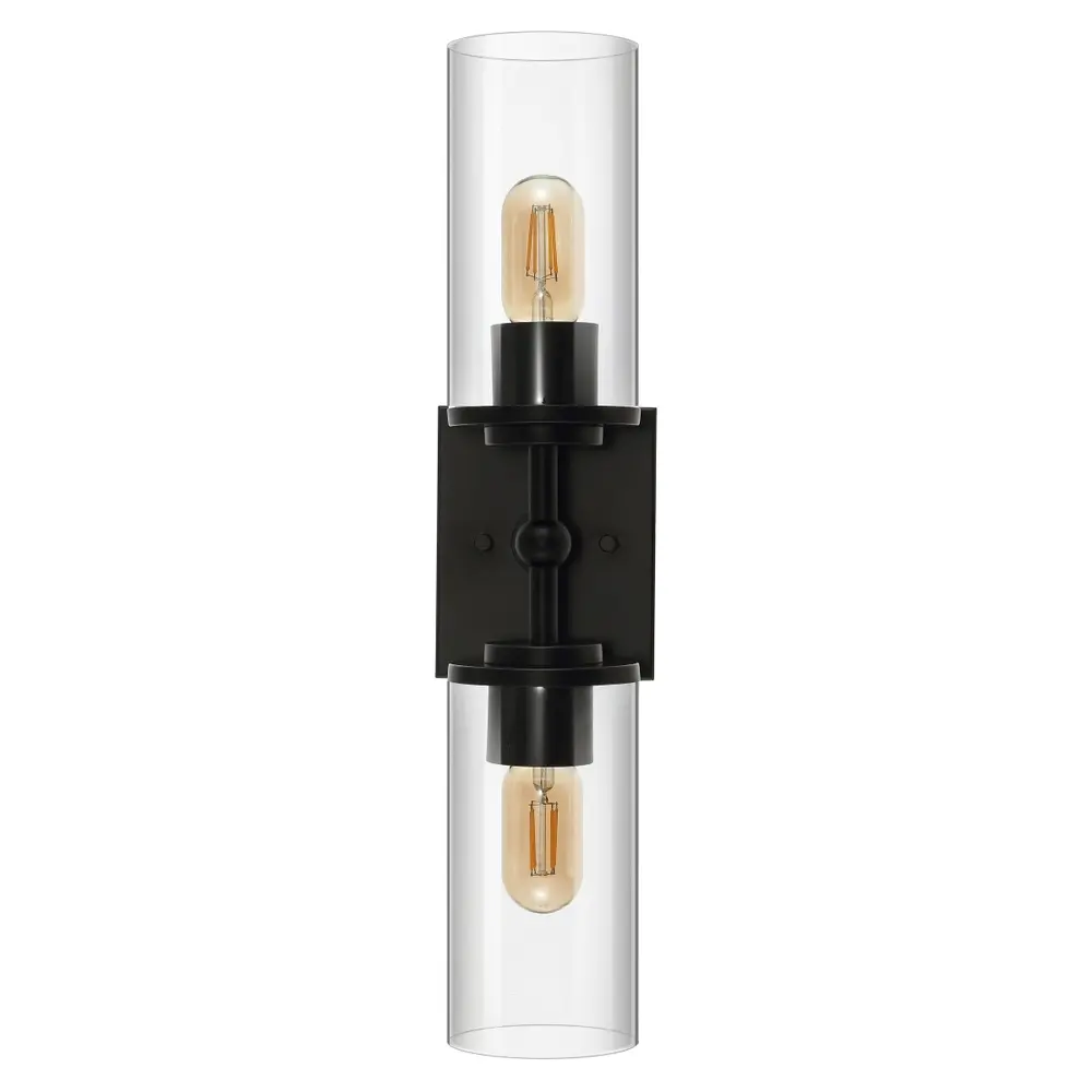 Lolita, 2 Light, 6 Inch, Black, Iron/Glass Wall Sconce