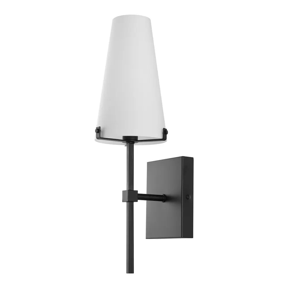 Nanda, 6.75 Inch, Black, Iron/Glass Wall Sconce
