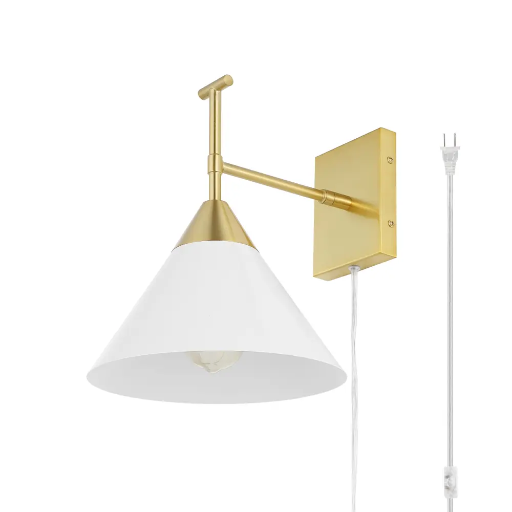 Velezia, 12.5 Inch, Gold/White, Iron Wall Sconce